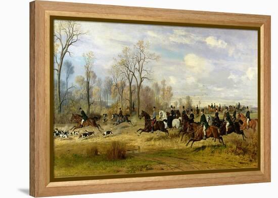 Emperor Franz Joseph I of Austria Hunting to Hounds with the Countess Larisch in Silesia, 1882-Emil Adam-Framed Premier Image Canvas