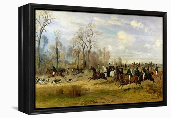 Emperor Franz Joseph I of Austria Hunting to Hounds with the Countess Larisch in Silesia, 1882-Emil Adam-Framed Premier Image Canvas