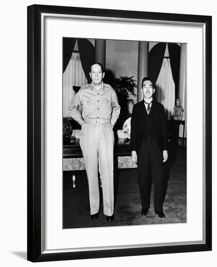 Emperor Hirohito Next to Gen. Douglas Macarthur During Precedent Shattering Visit to US Embassy-null-Framed Premium Photographic Print