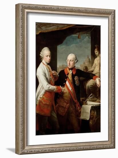 Emperor Joseph II with Grand Duke Pietro Leopoldo of Tuscany, 1769-Pompeo Girolamo Batoni-Framed Giclee Print