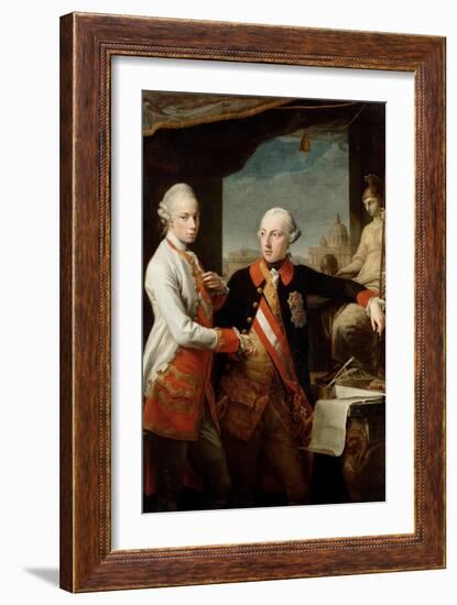 Emperor Joseph II with Grand Duke Pietro Leopoldo of Tuscany, 1769-Pompeo Girolamo Batoni-Framed Giclee Print