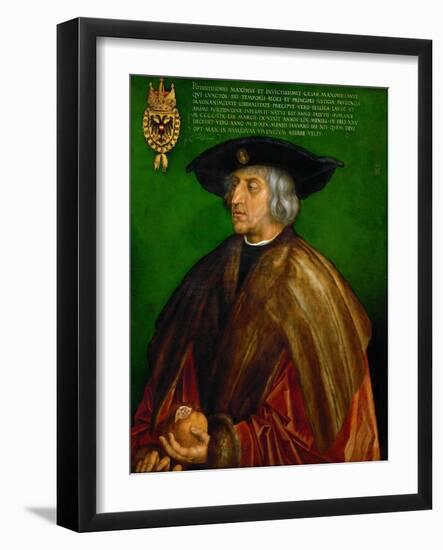 Emperor Maximilian I (1466-1536). Oil on limewood (1519) 74 x 61.5 cm Inv. 825.-Albrecht Dürer-Framed Giclee Print