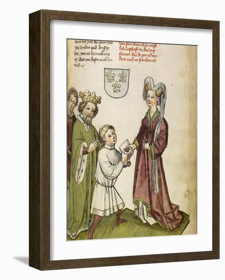 Emperor Sigismund before Joan of Arc, C. 1450-Diebold Lauber-Framed Giclee Print