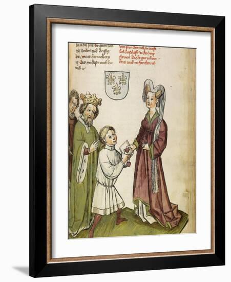 Emperor Sigismund before Joan of Arc, C. 1450-Diebold Lauber-Framed Giclee Print