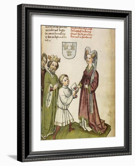 Emperor Sigismund before Joan of Arc, C. 1450-Diebold Lauber-Framed Giclee Print