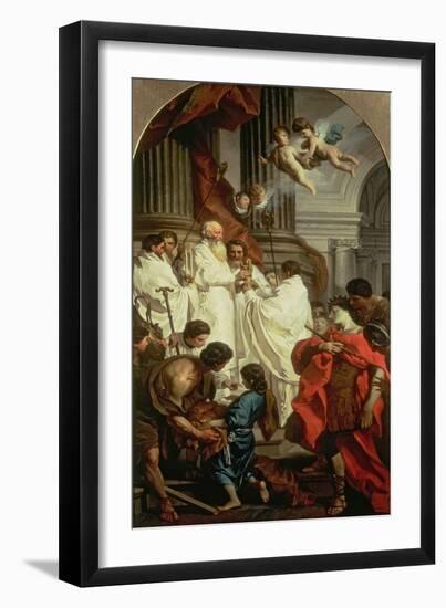 Emperor Valentinian Before Bishop Basil, or the Mass of St. Basil, 1743-7-Pierre Subleyras-Framed Giclee Print