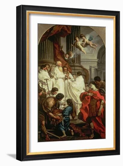 Emperor Valentinian Before Bishop Basil, or the Mass of St. Basil, 1743-7-Pierre Subleyras-Framed Giclee Print