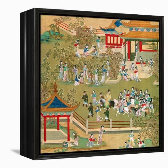 Emperor Yang Ti Strolling in His Gardens with His Wives, from a History of Chinese Emperors-null-Framed Premier Image Canvas