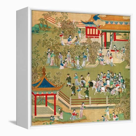 Emperor Yang Ti Strolling in His Gardens with His Wives, from a History of Chinese Emperors-null-Framed Premier Image Canvas