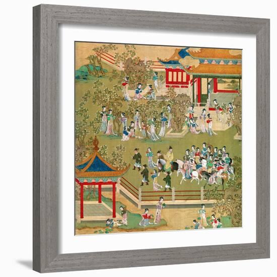 Emperor Yang Ti Strolling in His Gardens with His Wives, from a History of Chinese Emperors-null-Framed Giclee Print