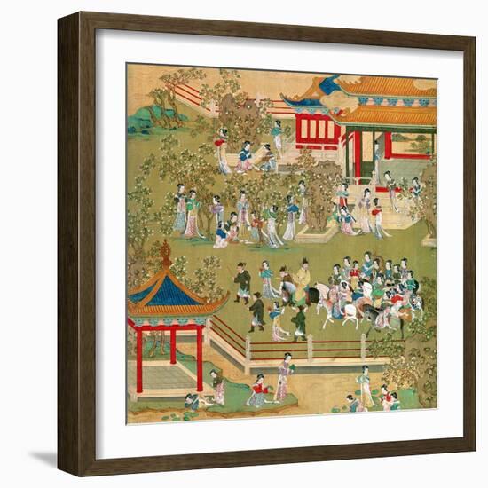 Emperor Yang Ti Strolling in His Gardens with His Wives, from a History of Chinese Emperors-null-Framed Giclee Print