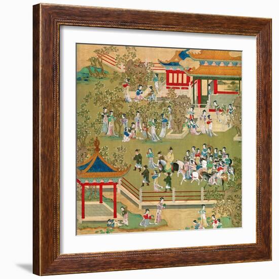 Emperor Yang Ti Strolling in His Gardens with His Wives, from a History of Chinese Emperors-null-Framed Giclee Print