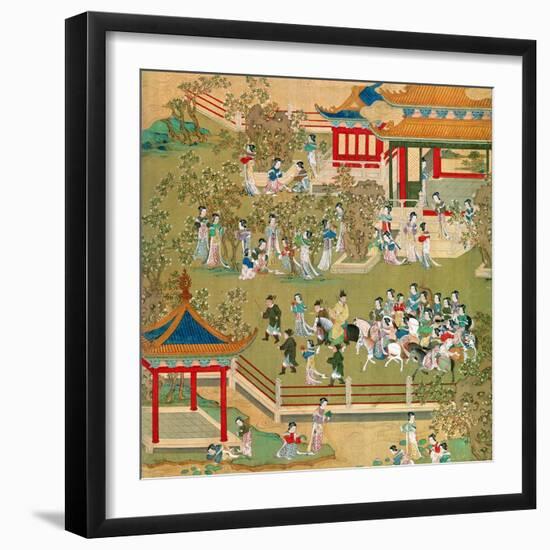 Emperor Yang Ti Strolling in His Gardens with His Wives, from a History of Chinese Emperors-null-Framed Giclee Print