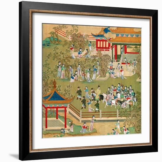 Emperor Yang Ti Strolling in His Gardens with His Wives, from a History of Chinese Emperors-null-Framed Giclee Print