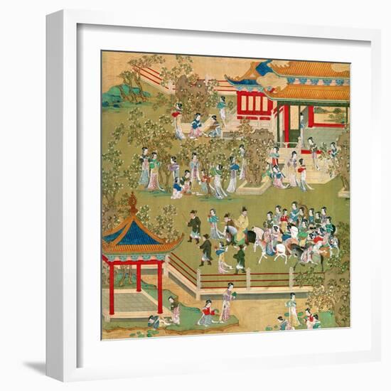 Emperor Yang Ti Strolling in His Gardens with His Wives, from a History of Chinese Emperors-null-Framed Giclee Print