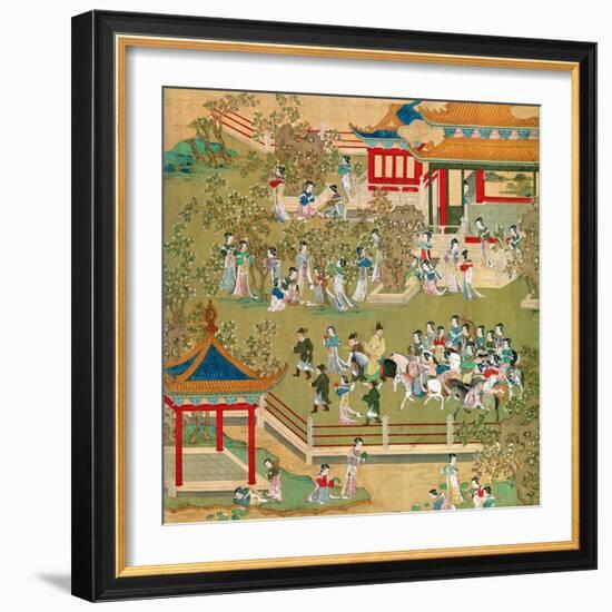 Emperor Yang Ti Strolling in His Gardens with His Wives, from a History of Chinese Emperors-null-Framed Giclee Print