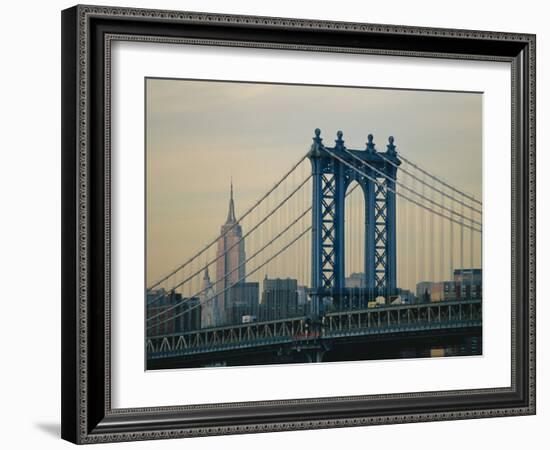 Empire State Building and Manhattan Bridge, Manhattan, New York City, USA-Jon Arnold-Framed Photographic Print