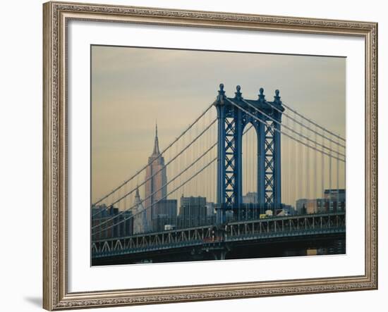 Empire State Building and Manhattan Bridge, Manhattan, New York City, USA-Jon Arnold-Framed Photographic Print