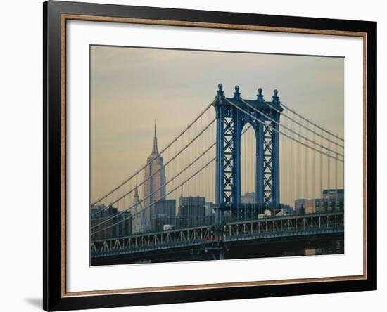 Empire State Building and Manhattan Bridge, Manhattan, New York City, USA-Jon Arnold-Framed Photographic Print