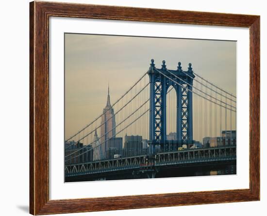 Empire State Building and Manhattan Bridge, Manhattan, New York City, USA-Jon Arnold-Framed Photographic Print