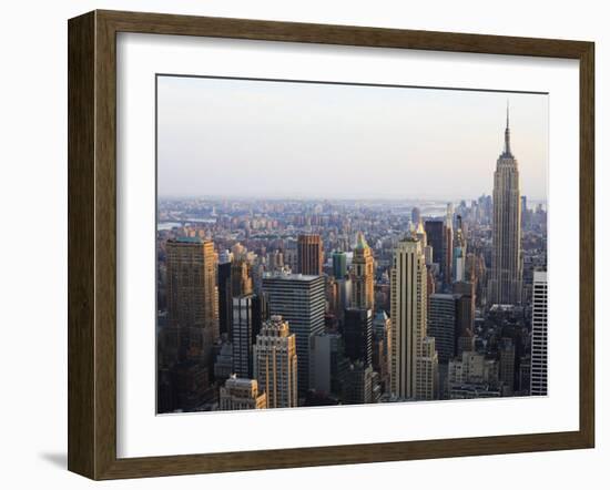 Empire State Building and Manhattan Cityscape in Late Afternoon Light-Amanda Hall-Framed Photographic Print