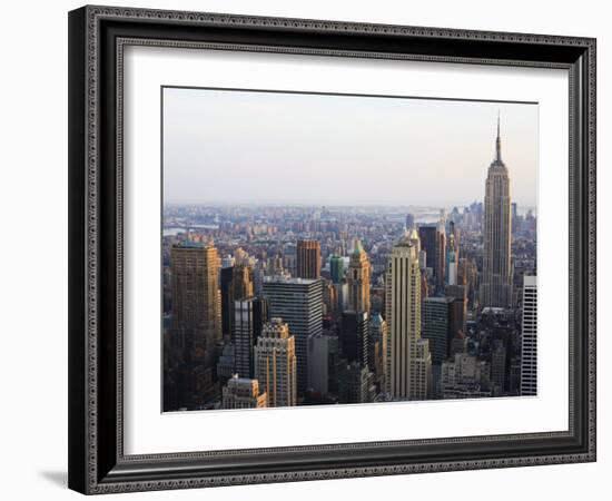 Empire State Building and Manhattan Cityscape in Late Afternoon Light-Amanda Hall-Framed Photographic Print