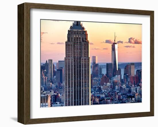 Empire State Building and One World Trade Center at Sunset, Midtown Manhattan, New York City, US-Philippe Hugonnard-Framed Photographic Print