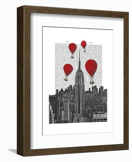 Empire State Building and Red Hot Air Balloons-Fab Funky-Framed Art Print