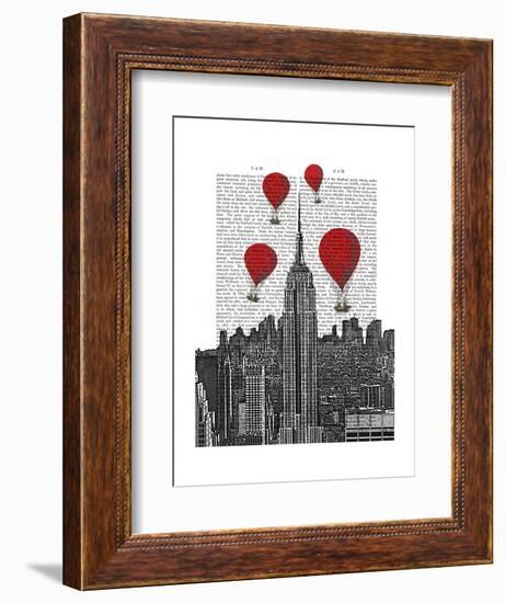 Empire State Building and Red Hot Air Balloons-Fab Funky-Framed Art Print