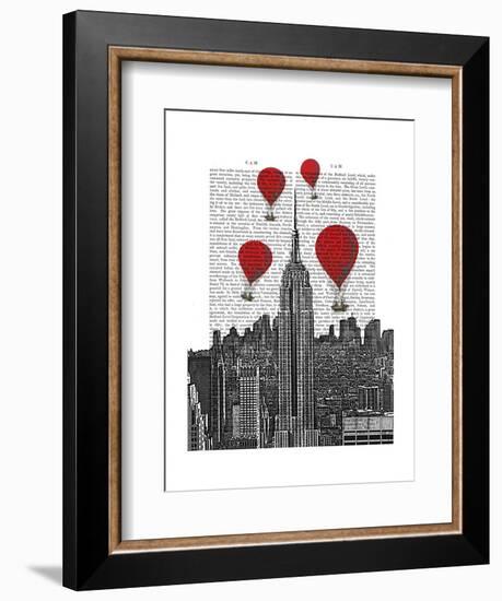 Empire State Building and Red Hot Air Balloons-Fab Funky-Framed Art Print