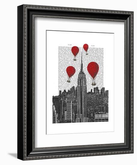 Empire State Building and Red Hot Air Balloons-Fab Funky-Framed Art Print