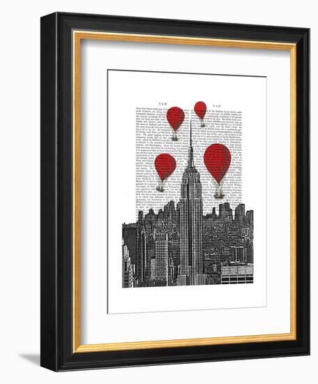 Empire State Building and Red Hot Air Balloons-Fab Funky-Framed Art Print