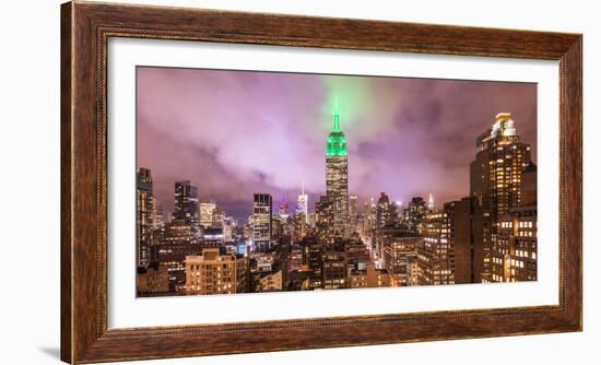 Empire state building and view of the rooftops of Manhattan, New York, USA-Jordan Banks-Framed Photographic Print