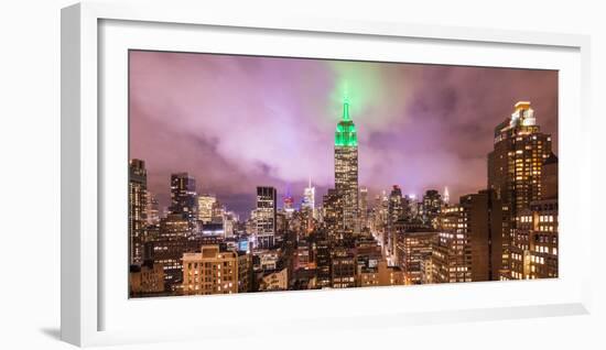 Empire state building and view of the rooftops of Manhattan, New York, USA-Jordan Banks-Framed Photographic Print