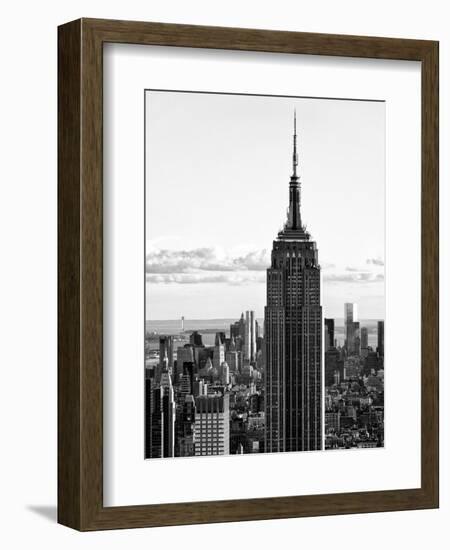 Empire State Building from Rockefeller Center at Dusk, Manhattan, NYC, Black and White Photography-Philippe Hugonnard-Framed Photographic Print