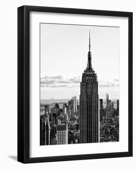 Empire State Building from Rockefeller Center at Dusk, Manhattan, NYC, Black and White Photography-Philippe Hugonnard-Framed Photographic Print