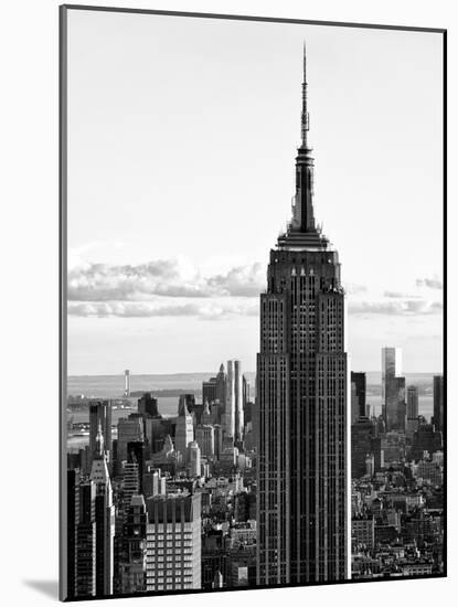 Empire State Building from Rockefeller Center at Dusk, Manhattan, NYC, Black and White Photography-Philippe Hugonnard-Mounted Photographic Print