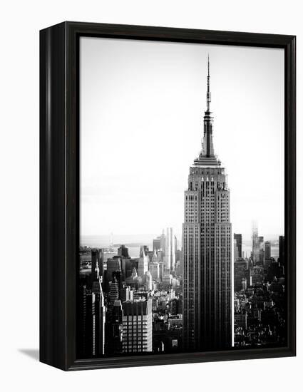 Empire State Building from Rockefeller Center at Dusk, Manhattan, NYC, US, Old Black and White-Philippe Hugonnard-Framed Premier Image Canvas