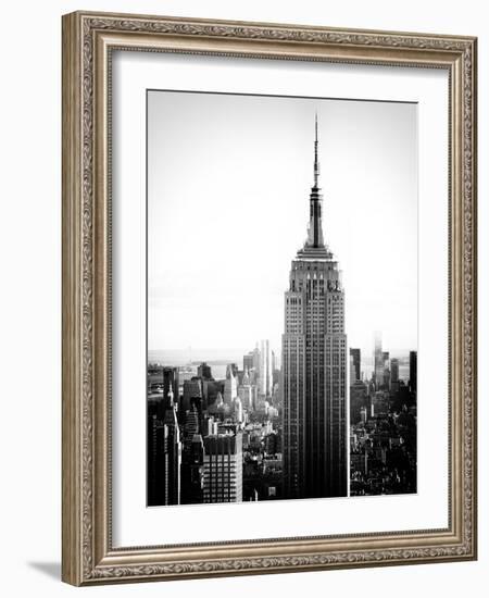 Empire State Building from Rockefeller Center at Dusk, Manhattan, NYC, US, Old Black and White-Philippe Hugonnard-Framed Photographic Print