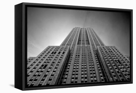 Empire State Building From Street B/W-null-Framed Stretched Canvas