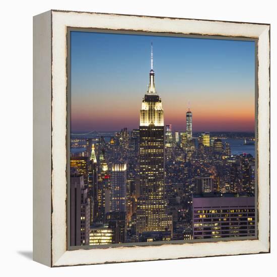 Empire State Building (One World Trade Center Behind), Manhattan, New York City, New York, USA-Jon Arnold-Framed Premier Image Canvas