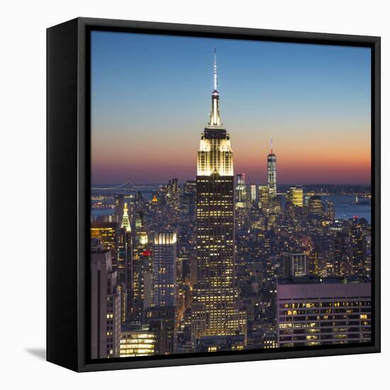 Empire State Building (One World Trade Center Behind), Manhattan, New York City, New York, USA-Jon Arnold-Framed Premier Image Canvas