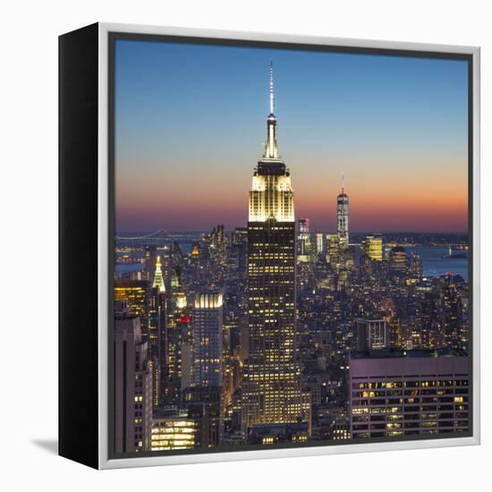 Empire State Building (One World Trade Center Behind), Manhattan, New York City, New York, USA-Jon Arnold-Framed Premier Image Canvas