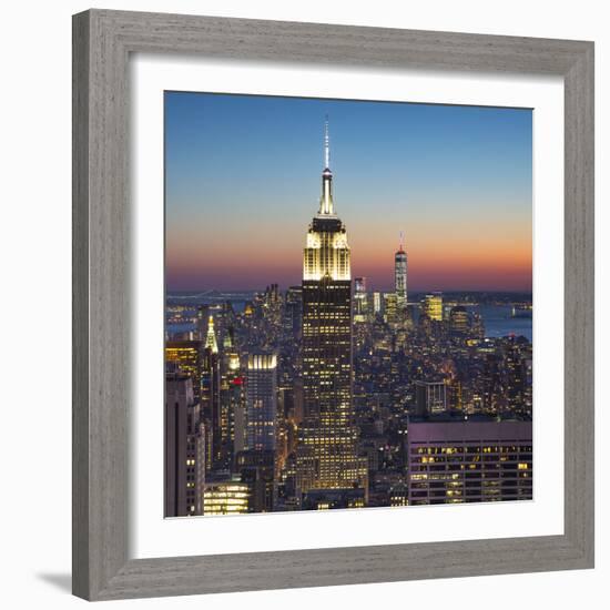 Empire State Building (One World Trade Center Behind), Manhattan, New York City, New York, USA-Jon Arnold-Framed Photographic Print