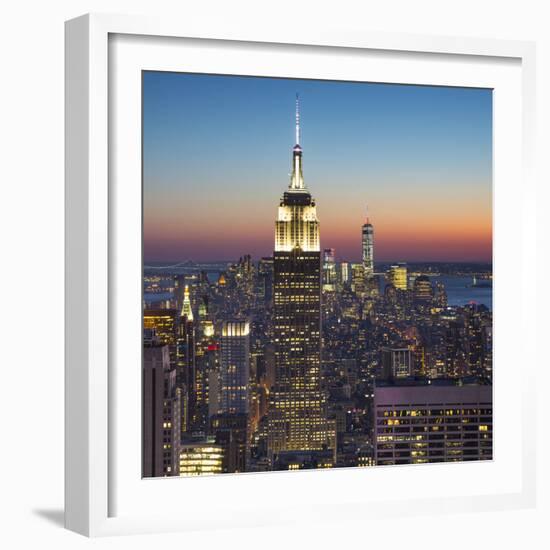 Empire State Building (One World Trade Center Behind), Manhattan, New York City, New York, USA-Jon Arnold-Framed Photographic Print