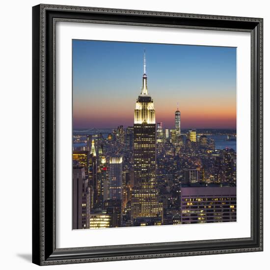 Empire State Building (One World Trade Center Behind), Manhattan, New York City, New York, USA-Jon Arnold-Framed Photographic Print