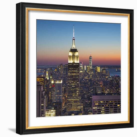 Empire State Building (One World Trade Center Behind), Manhattan, New York City, New York, USA-Jon Arnold-Framed Photographic Print