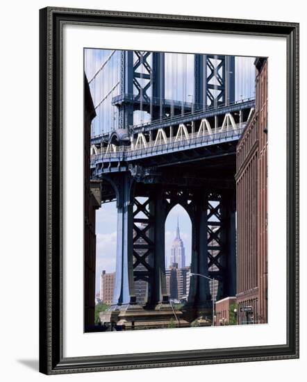 Empire State Building Seen Through the Manhattan Bridge, Brooklyn, New York, New York State, USA-Yadid Levy-Framed Photographic Print