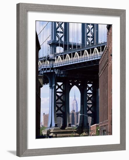 Empire State Building Seen Through the Manhattan Bridge, Brooklyn, New York, New York State, USA-Yadid Levy-Framed Photographic Print