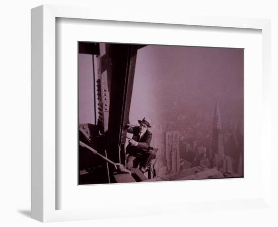 Empire State Building under Construction, Showing an Inspector Checking Work, 1930 (B/W Photo)-Lewis Wickes Hine-Framed Giclee Print